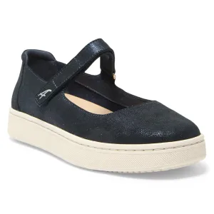 Albany Flat in Navy Metallic Suede Suede