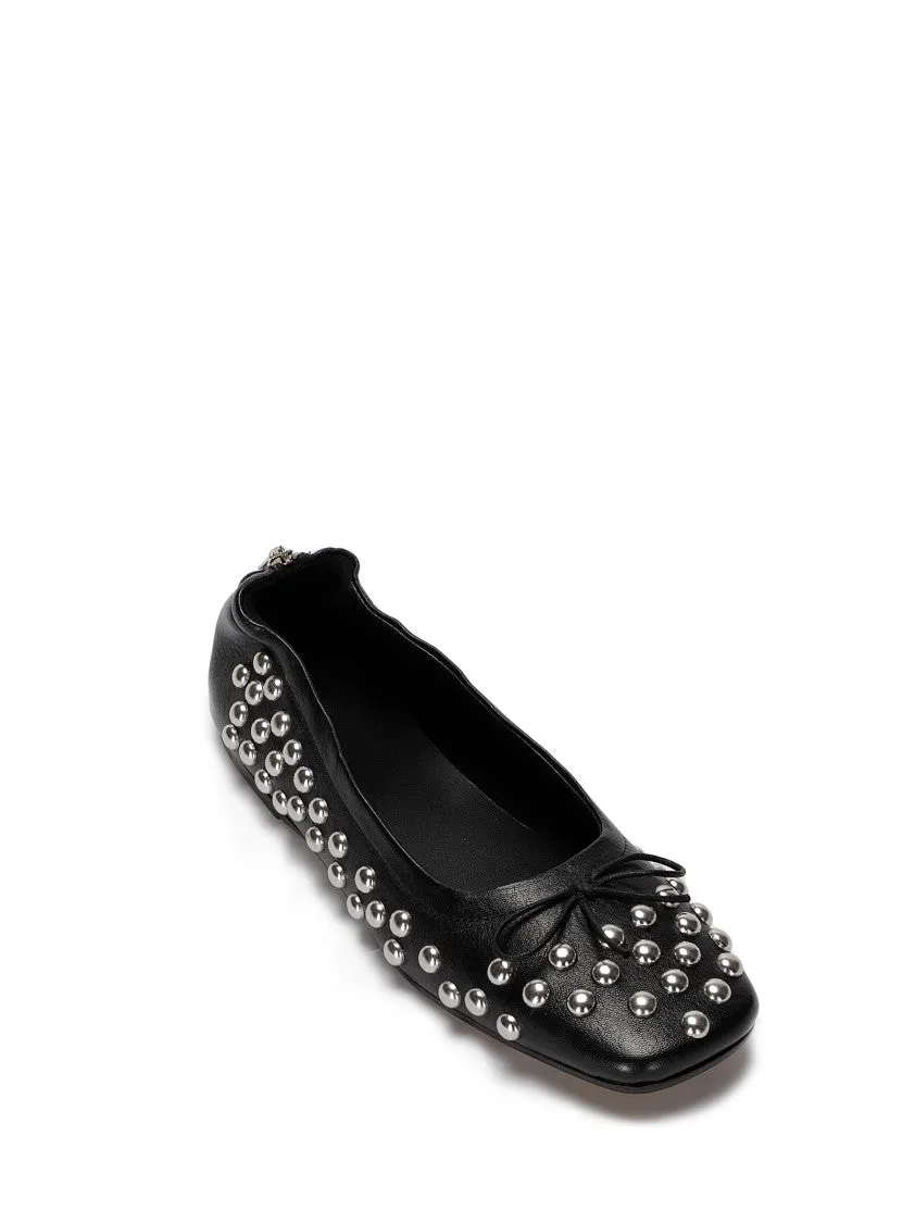 Amy Zip Closure Leather Ballet Flats