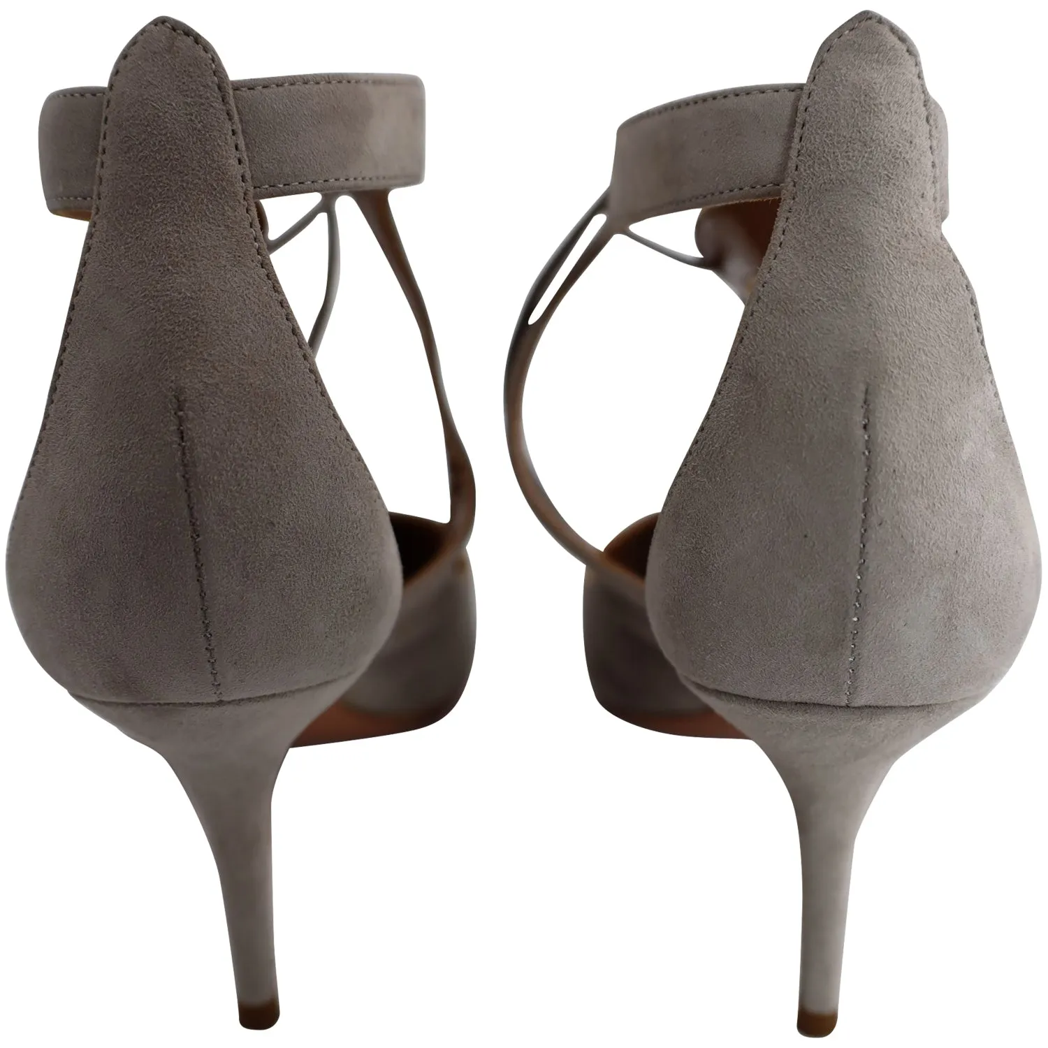 Aquazzura  Ankle Lace Heel Sandals in Grey Suede