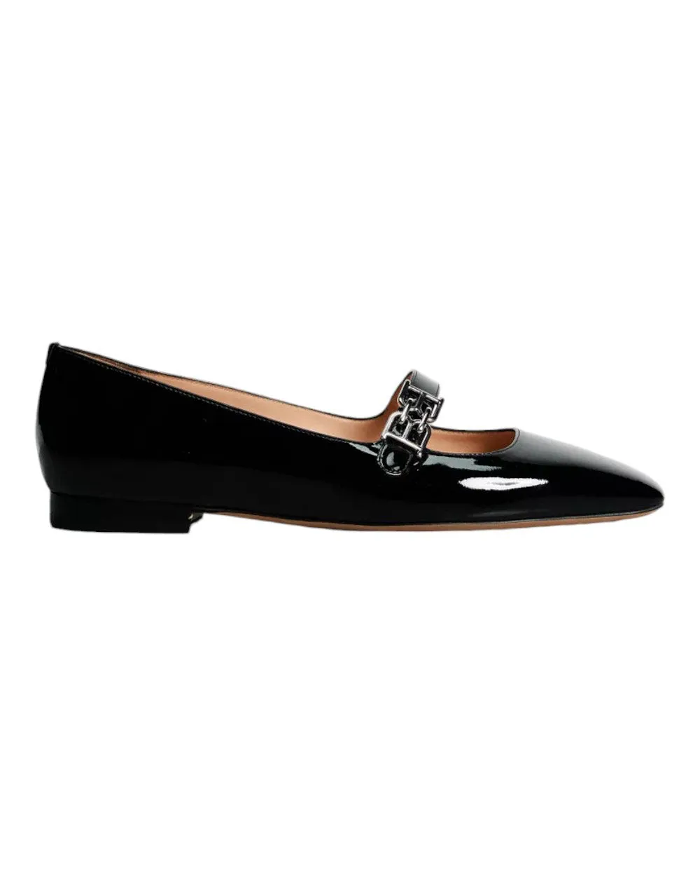 Bally Elis 6303067 Women's Black Calf Patent Leather Flat