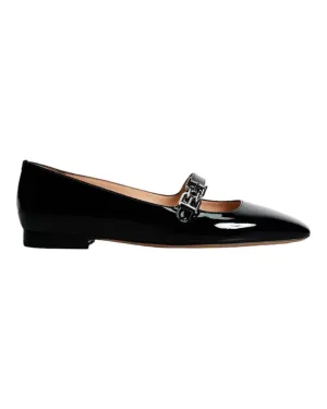 Bally Elis 6303067 Women's Black Calf Patent Leather Flat