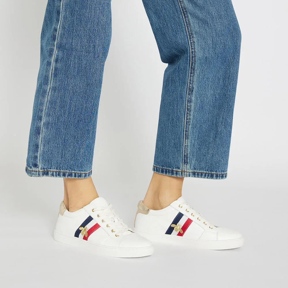 Belem Sneaker in White And Gold Leather