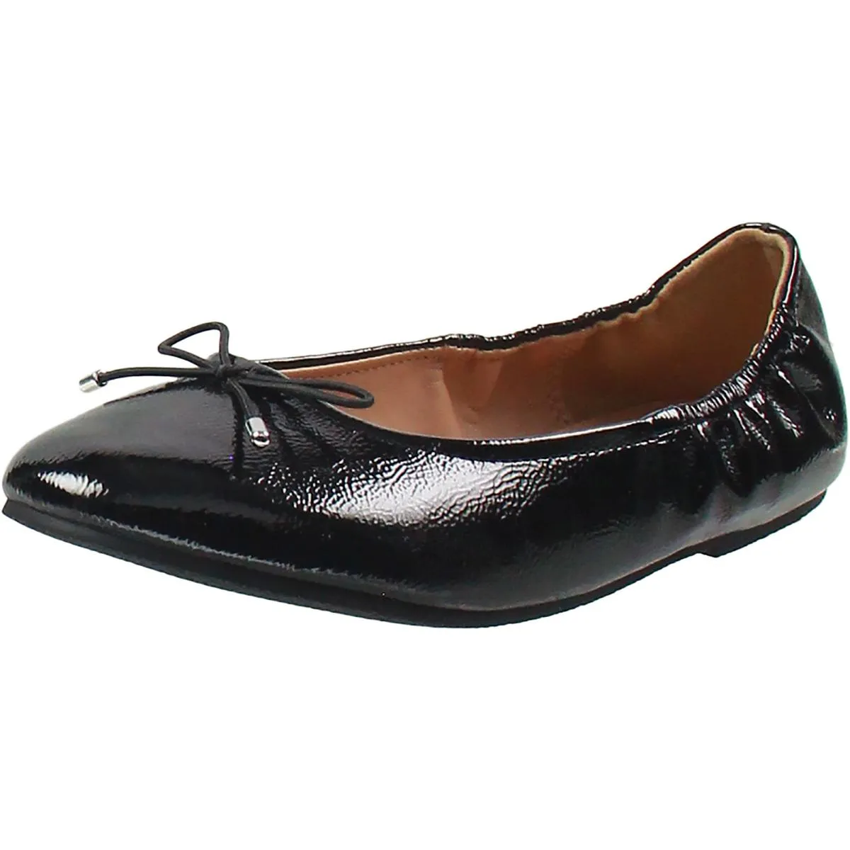 Bella Womens Bow Faux Leather Ballet Flats