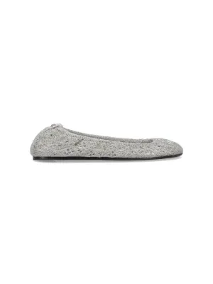 Belna" Crochet Ballet Flats  Silver