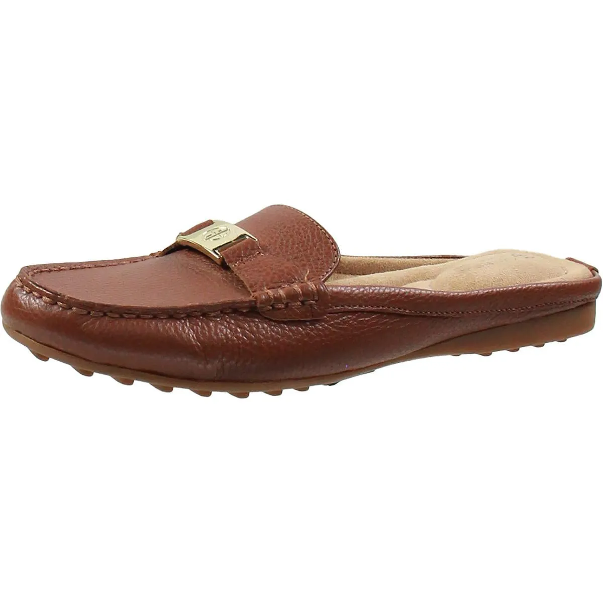 BHFO Womens Monogram Leather Moccasins