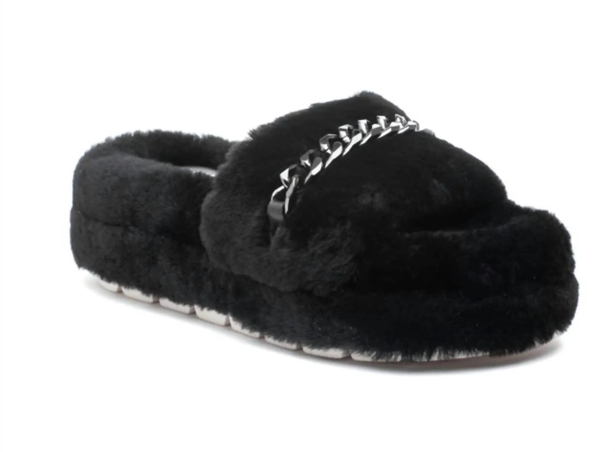 Billie Shearling Slippers In Black