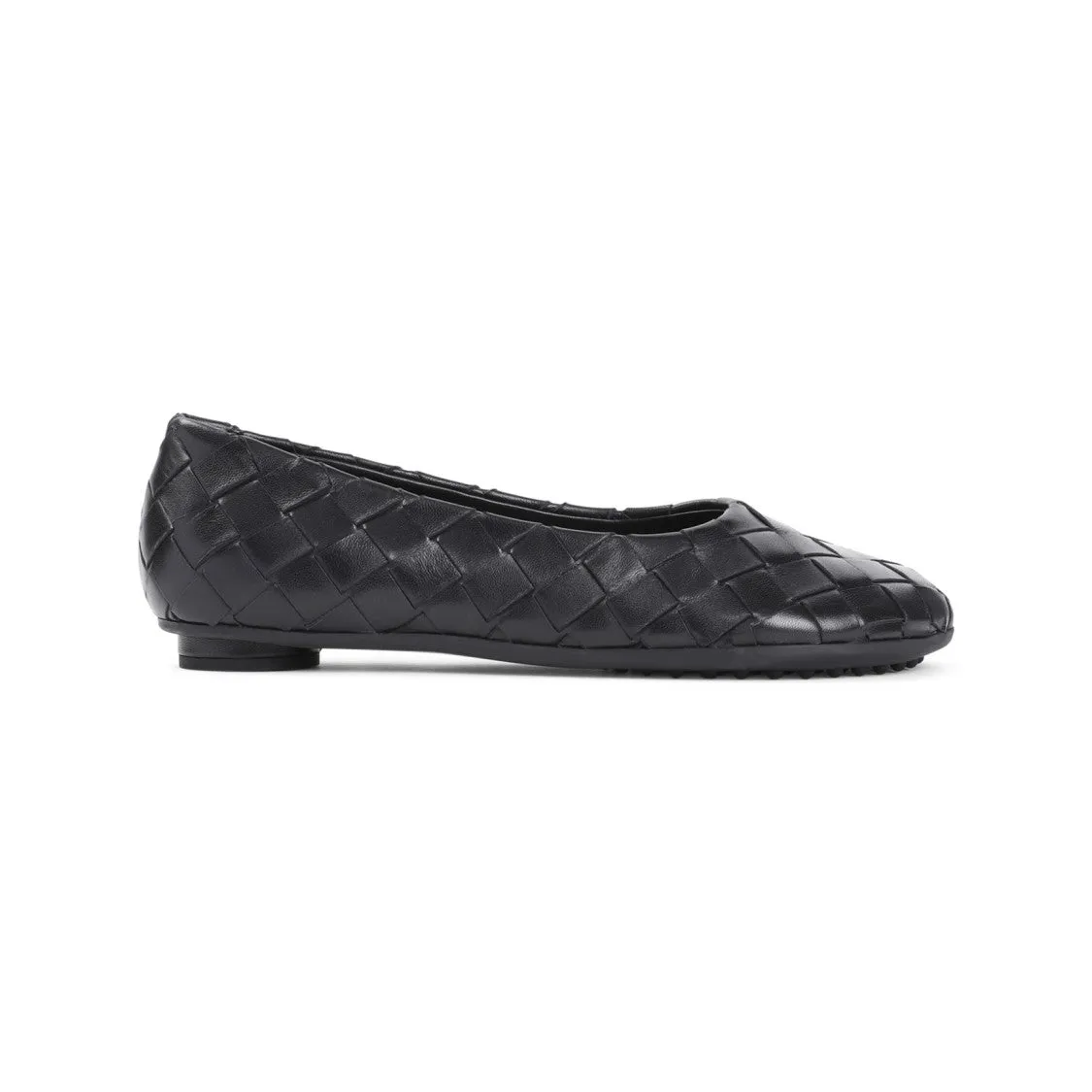 Black Leather Intrecciato Ballerinas