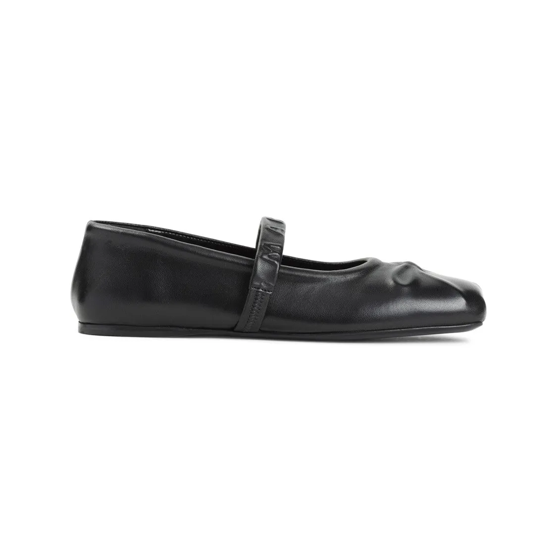 Black Ovine Leather Mary Jane Ballerinas