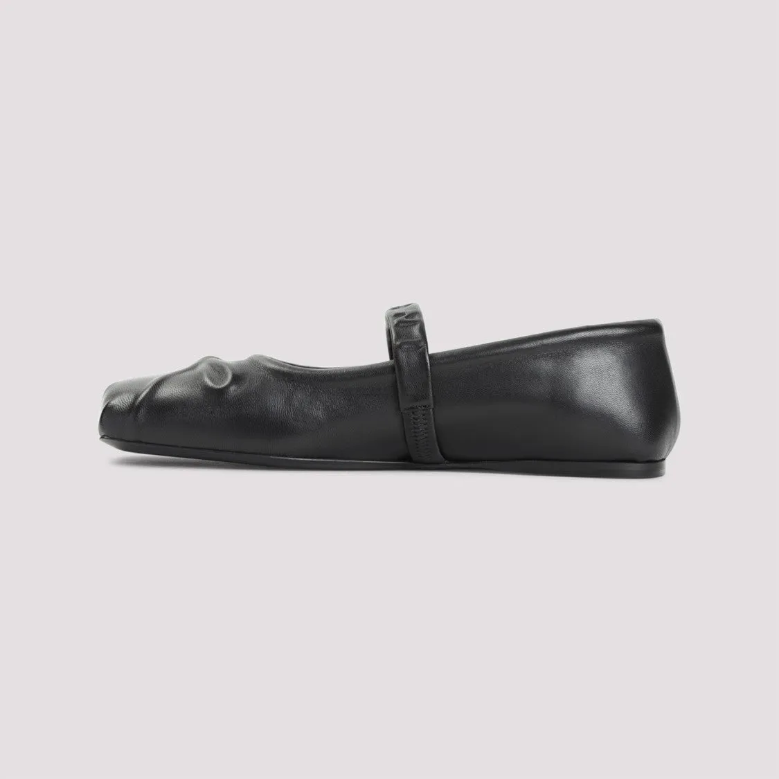 Black Ovine Leather Mary Jane Ballerinas
