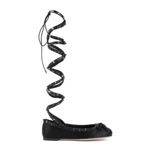 Black Satin Ballerina Flats