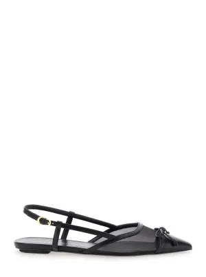 Black Slingback Ballerinas With Pointed Design