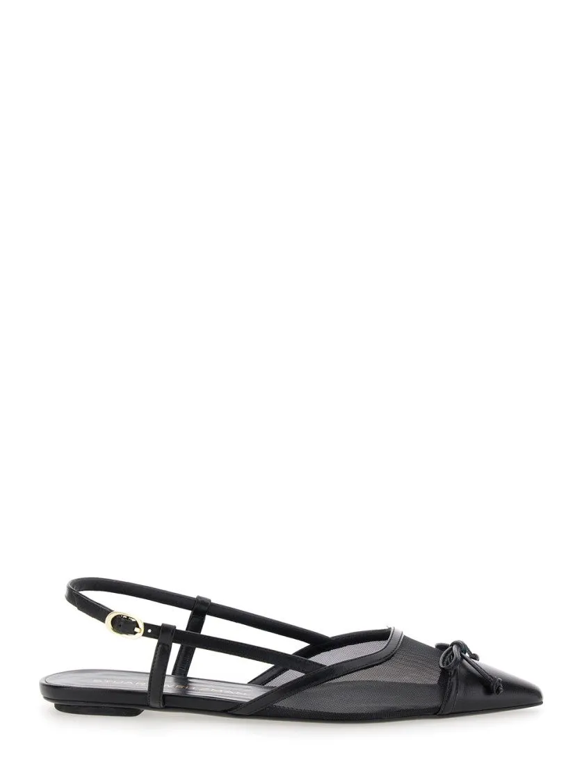 Black Slingback Ballerinas With Pointed Design