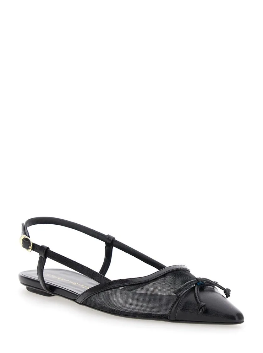 Black Slingback Ballerinas With Pointed Design