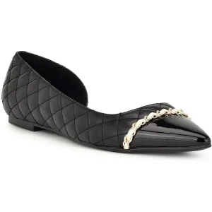 Breza Womens Quilted Faux Leather Flat Shoes