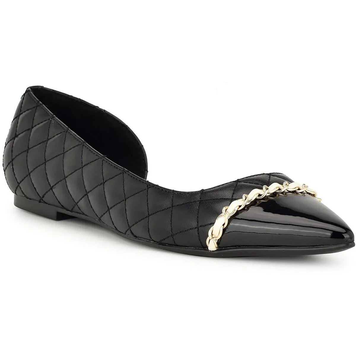 Breza Womens Quilted Faux Leather Flat Shoes