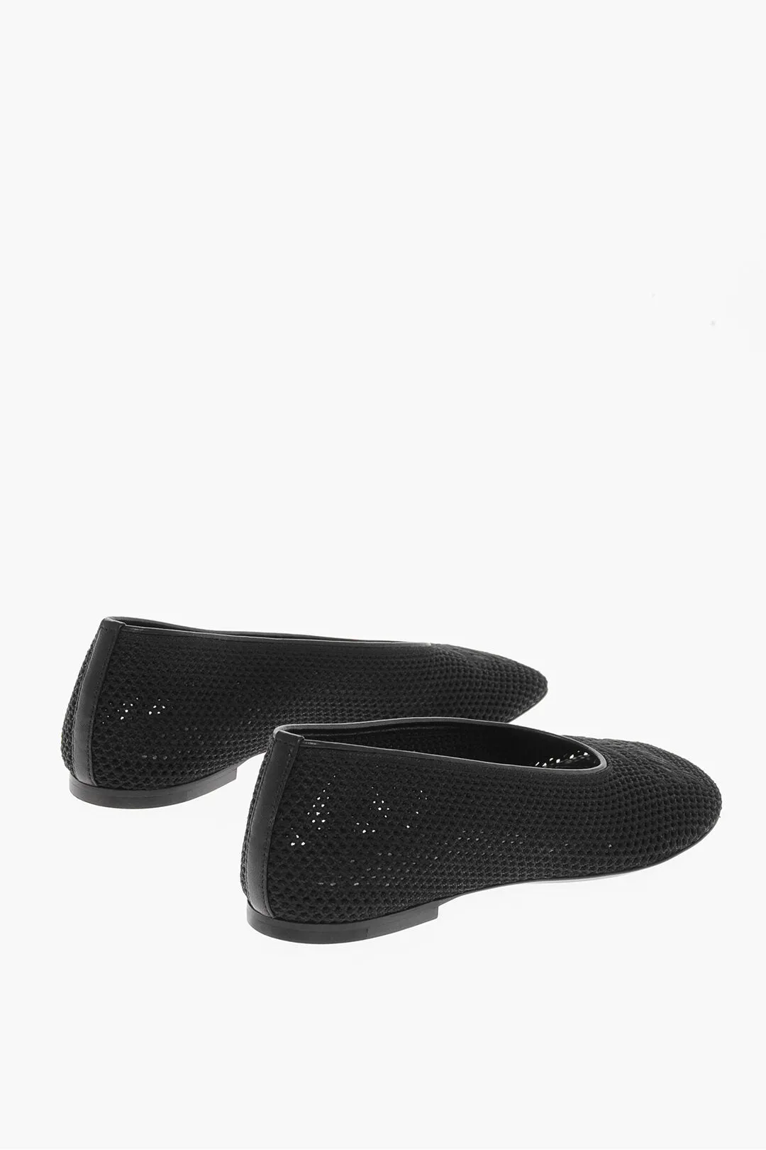 Burberry Cuir Sole Crochet Ballet Flats With Embroidered Logo