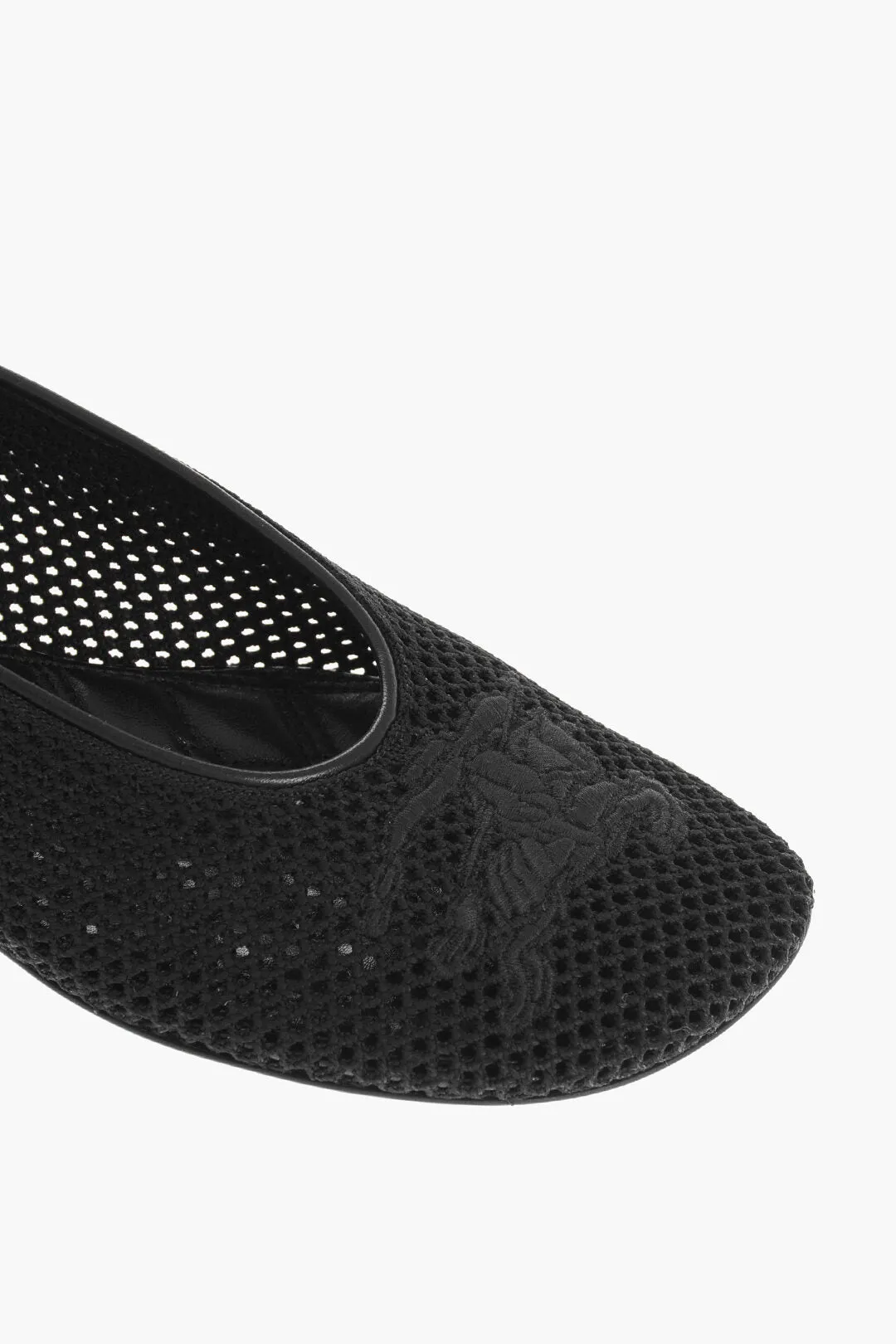 Burberry Cuir Sole Crochet Ballet Flats With Embroidered Logo