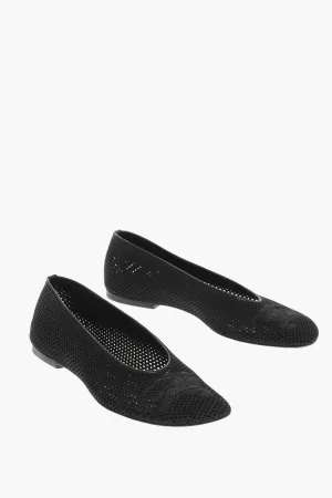 Burberry Cuir Sole Crochet Ballet Flats With Embroidered Logo