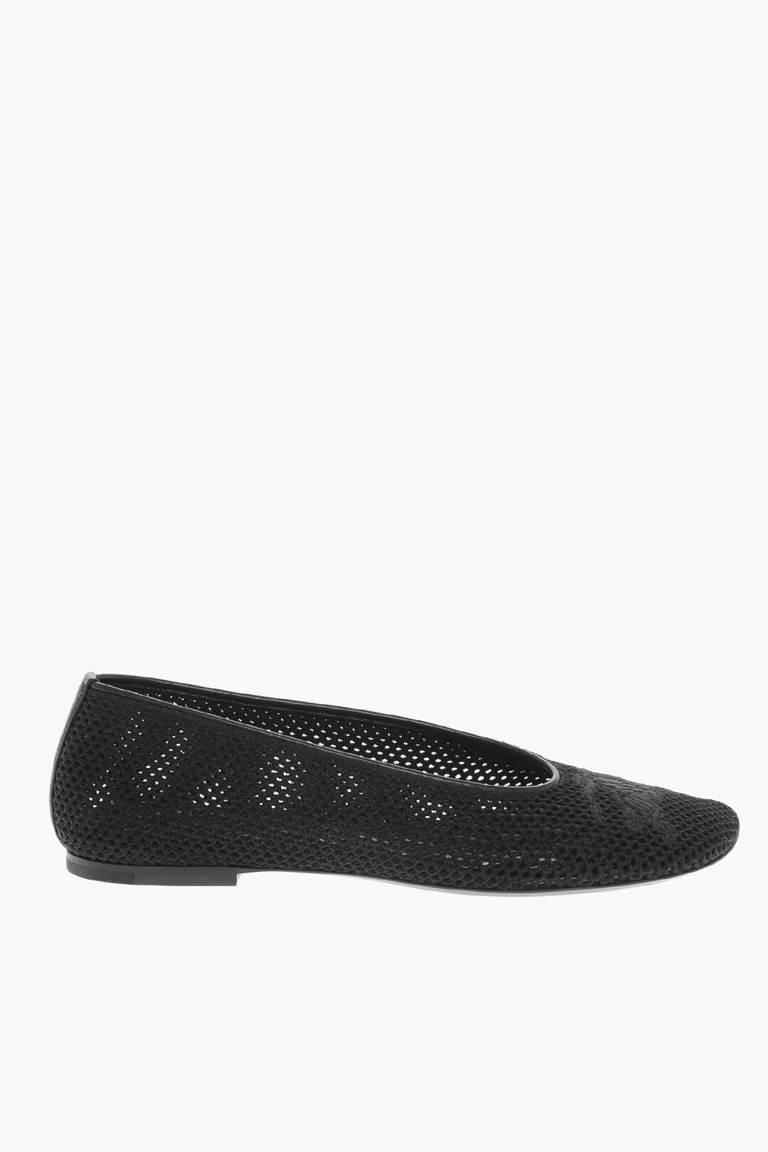 Burberry Cuir Sole Crochet Ballet Flats With Embroidered Logo