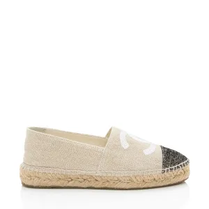 Chanel Linen Sequin CC Espadrilles