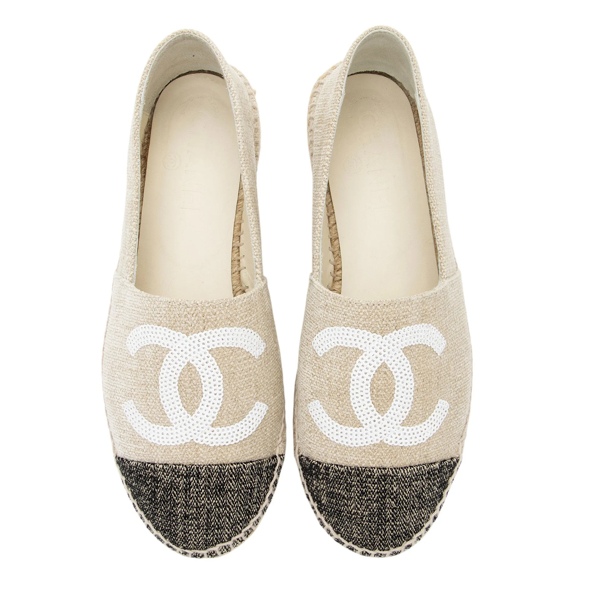 Chanel Linen Sequin CC Espadrilles