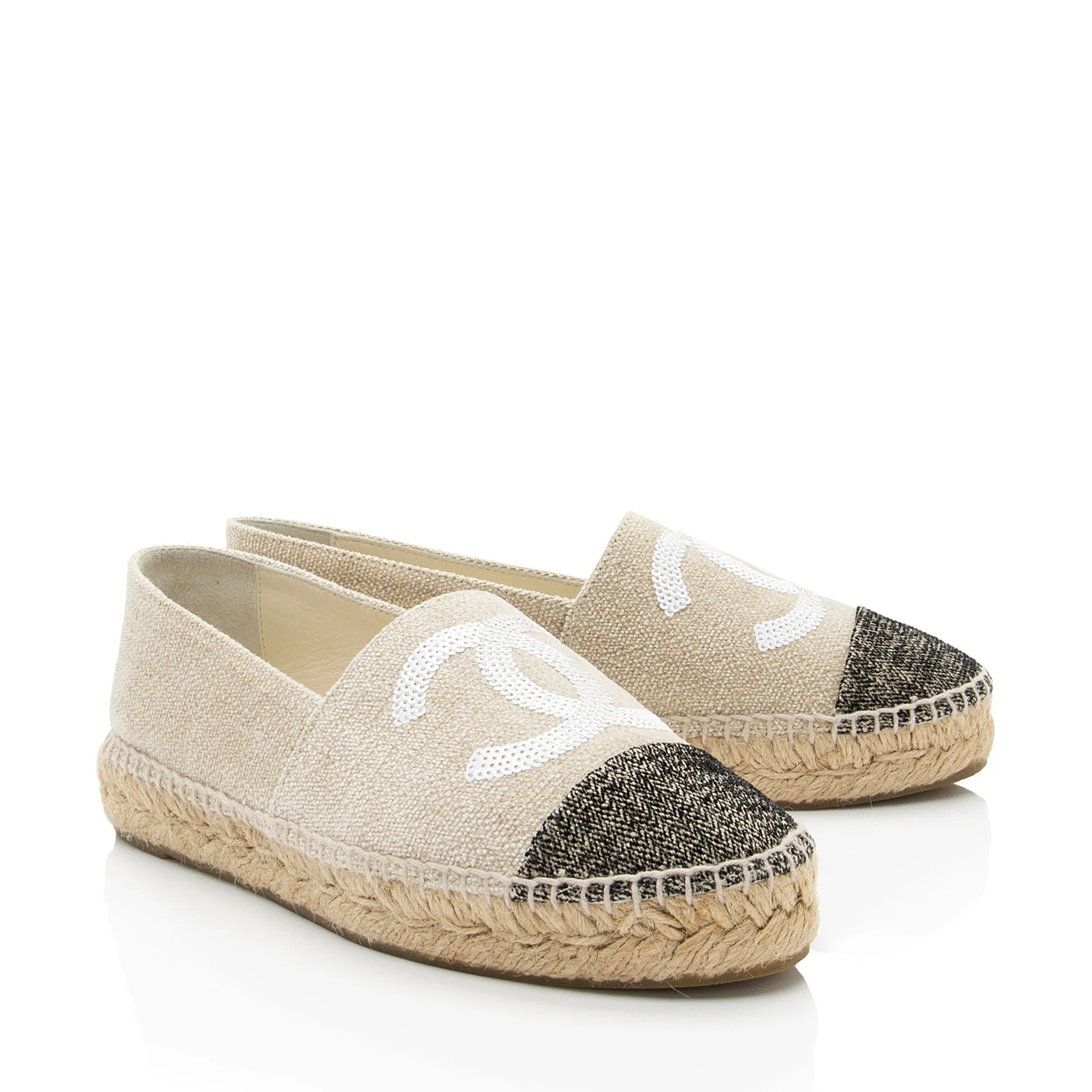 Chanel Linen Sequin CC Espadrilles