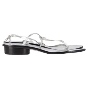 Chanel T-Strap Sandals in Silver Leather