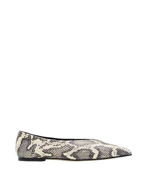 Creamy Goat Leather Moa Snake Print Flats