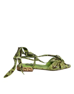 Dolce & Gabbana Animal Print Ankle Wrap Sandals Women's Shoes
