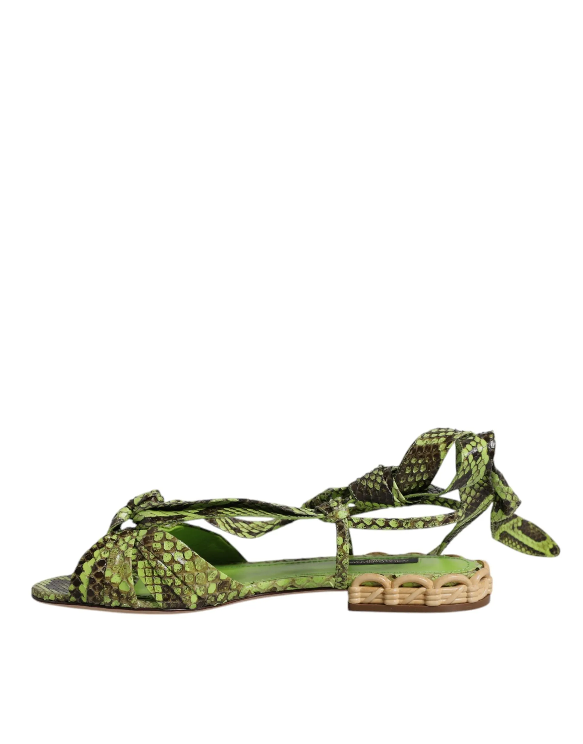 Dolce & Gabbana Animal Print Ankle Wrap Sandals Women's Shoes
