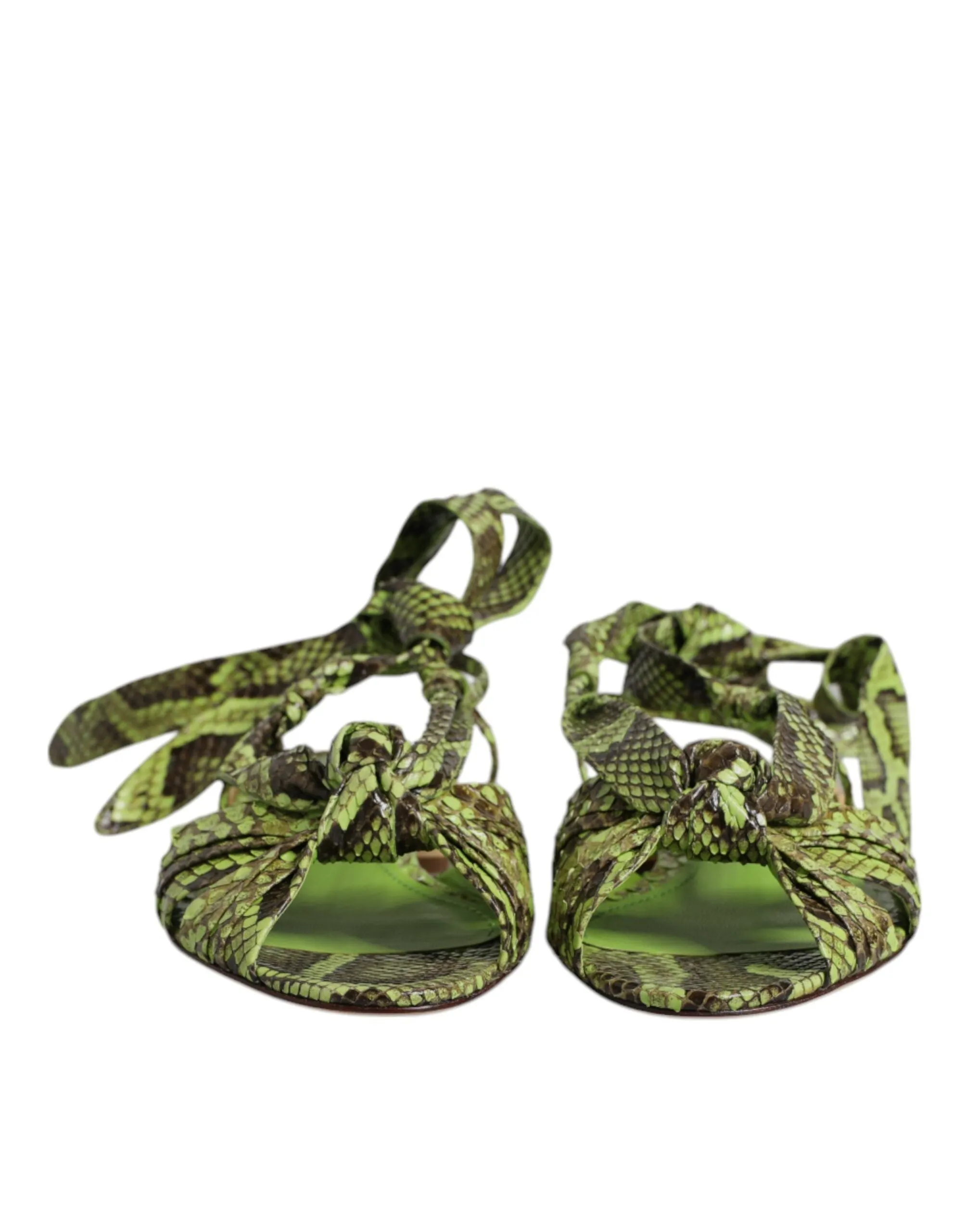 Dolce & Gabbana Animal Print Ankle Wrap Sandals Women's Shoes