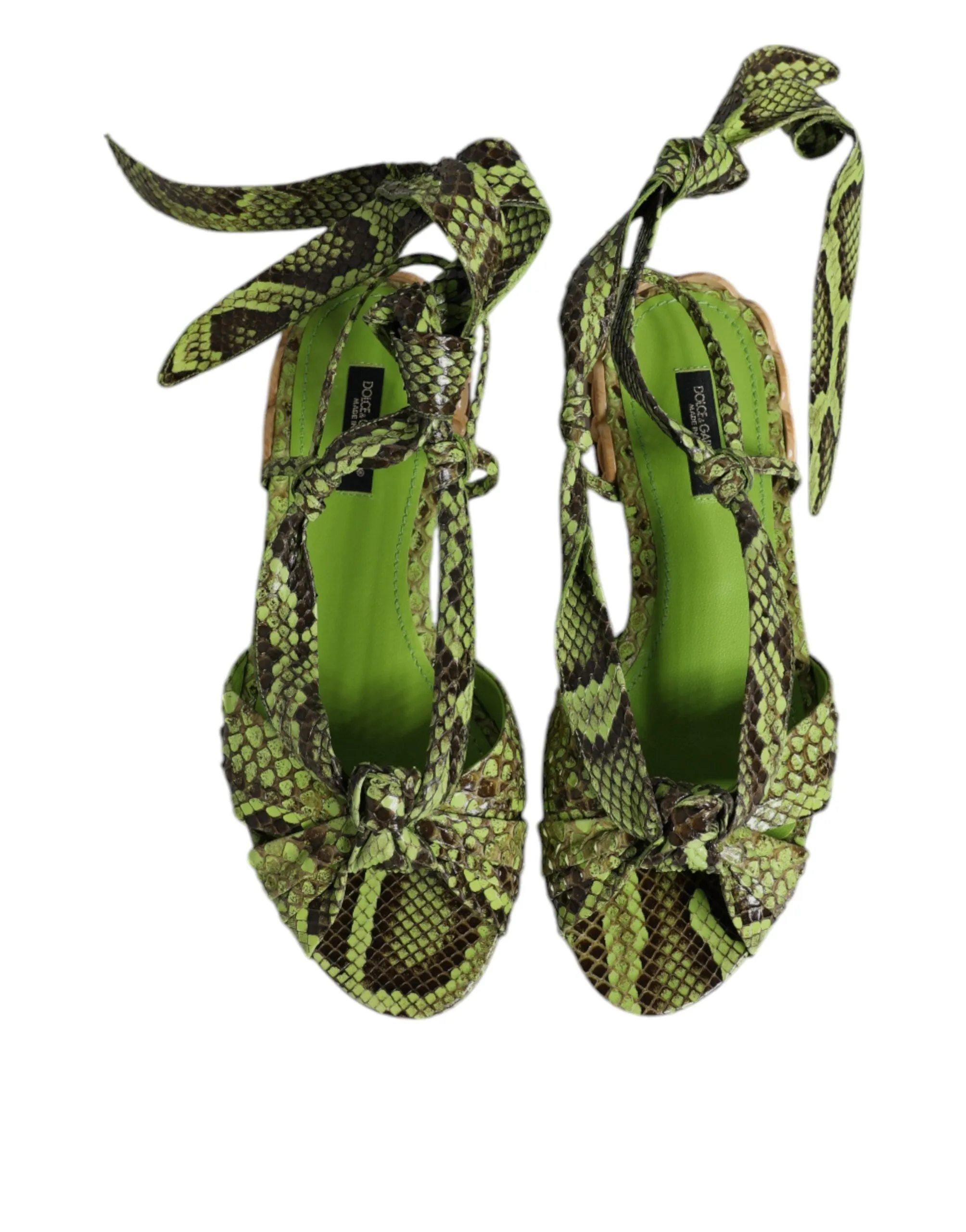 Dolce & Gabbana Animal Print Ankle Wrap Sandals Women's Shoes