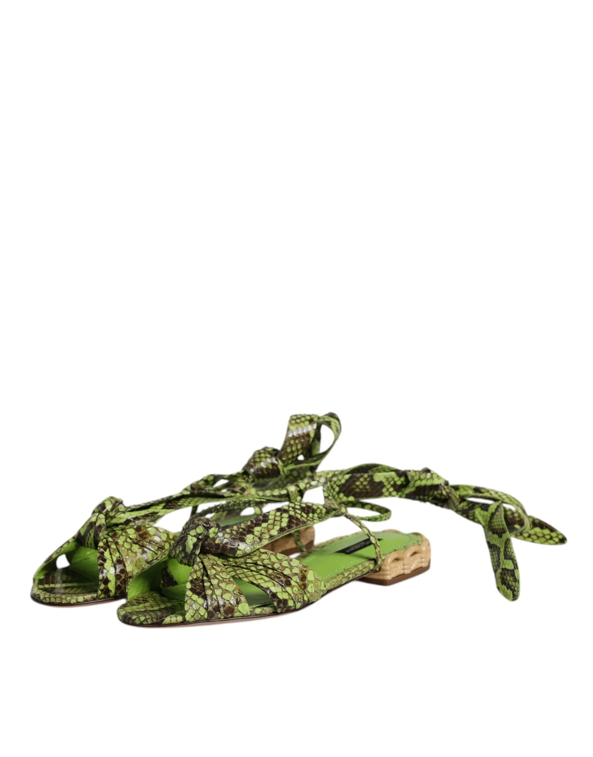 Dolce & Gabbana Animal Print Ankle Wrap Sandals Women's Shoes