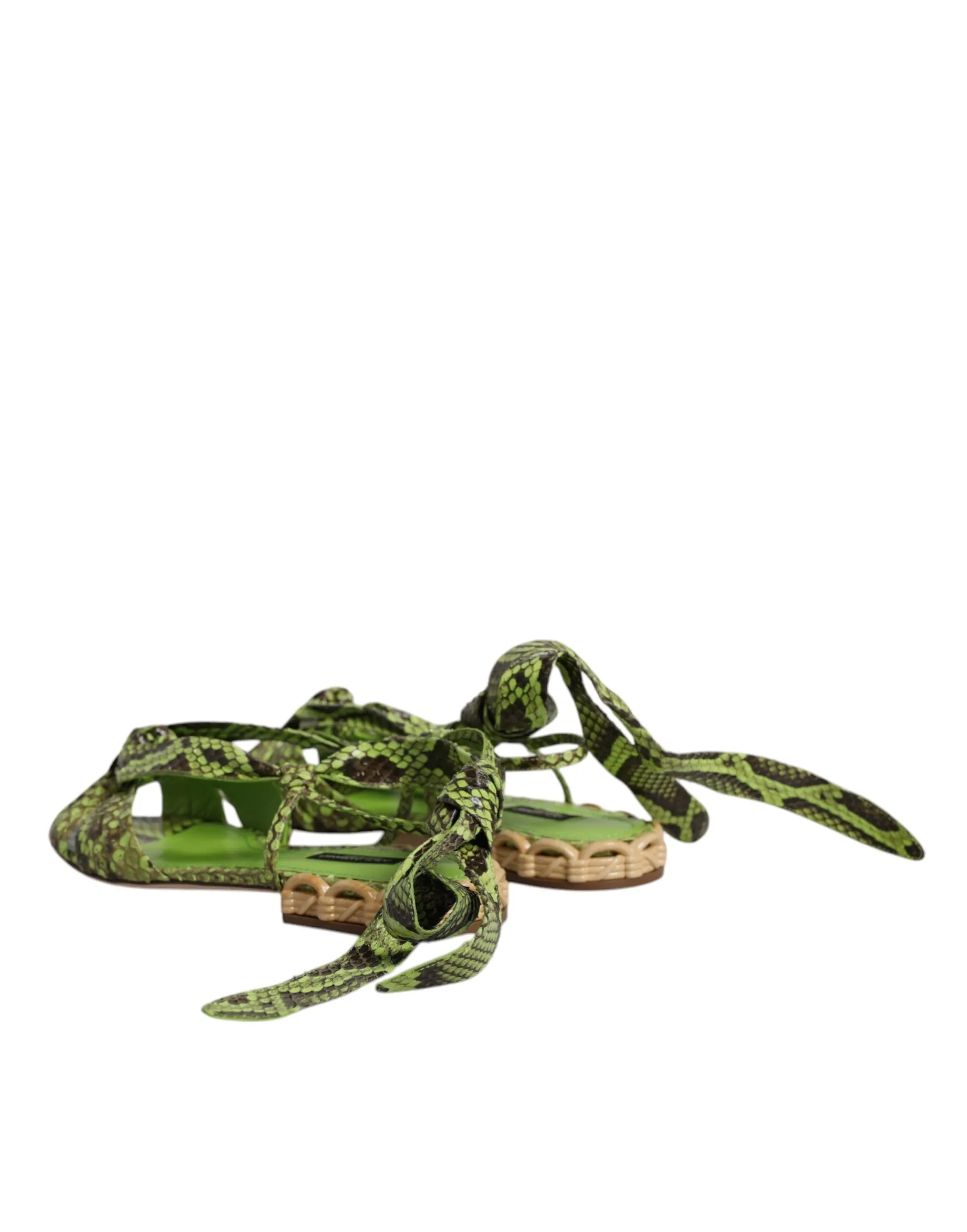 Dolce & Gabbana Animal Print Ankle Wrap Sandals Women's Shoes