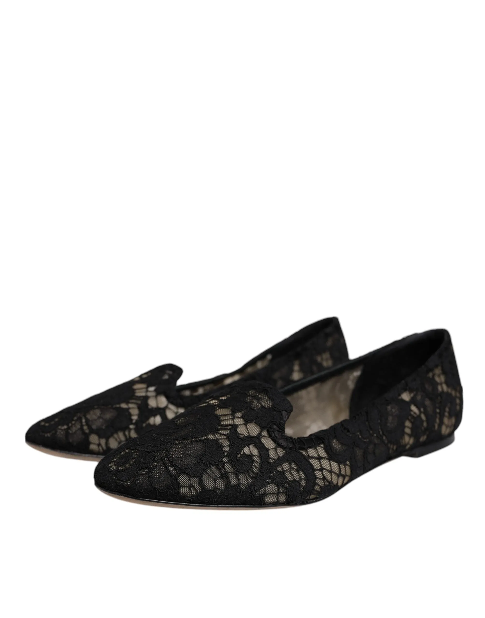 Dolce & Gabbana Taormina Lace Slip On Flats Women's Shoes (Pre-Owned)
