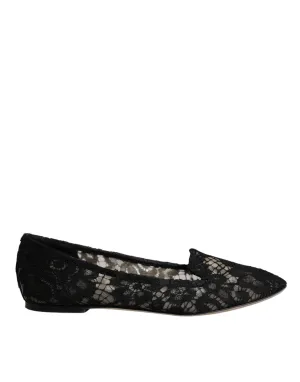 Dolce & Gabbana Taormina Lace Slip On Flats Women's Shoes (Pre-Owned)