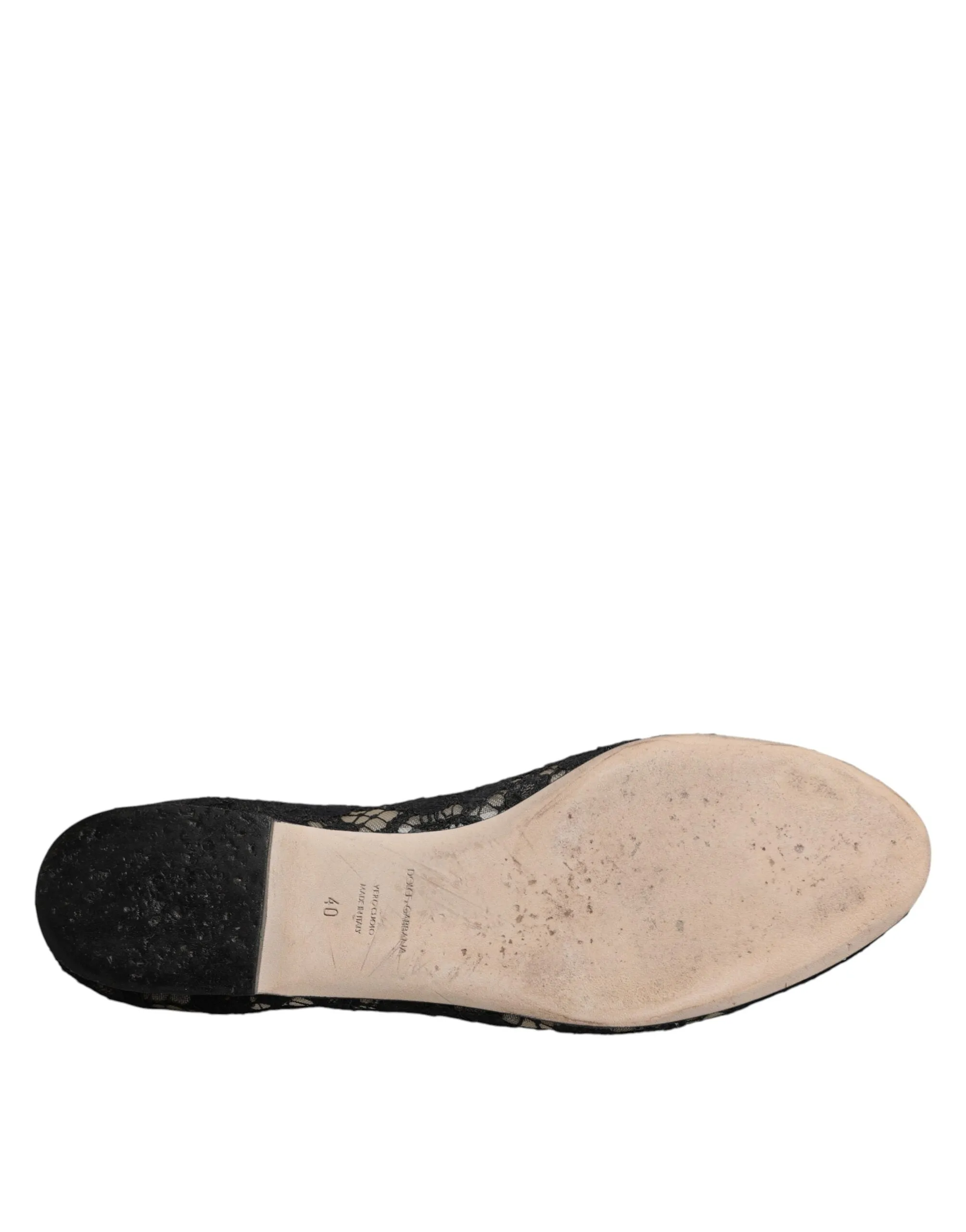 Dolce & Gabbana Taormina Lace Slip On Flats Women's Shoes (Pre-Owned)