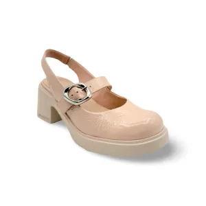 E7111 Nude Patent Slingback Platform