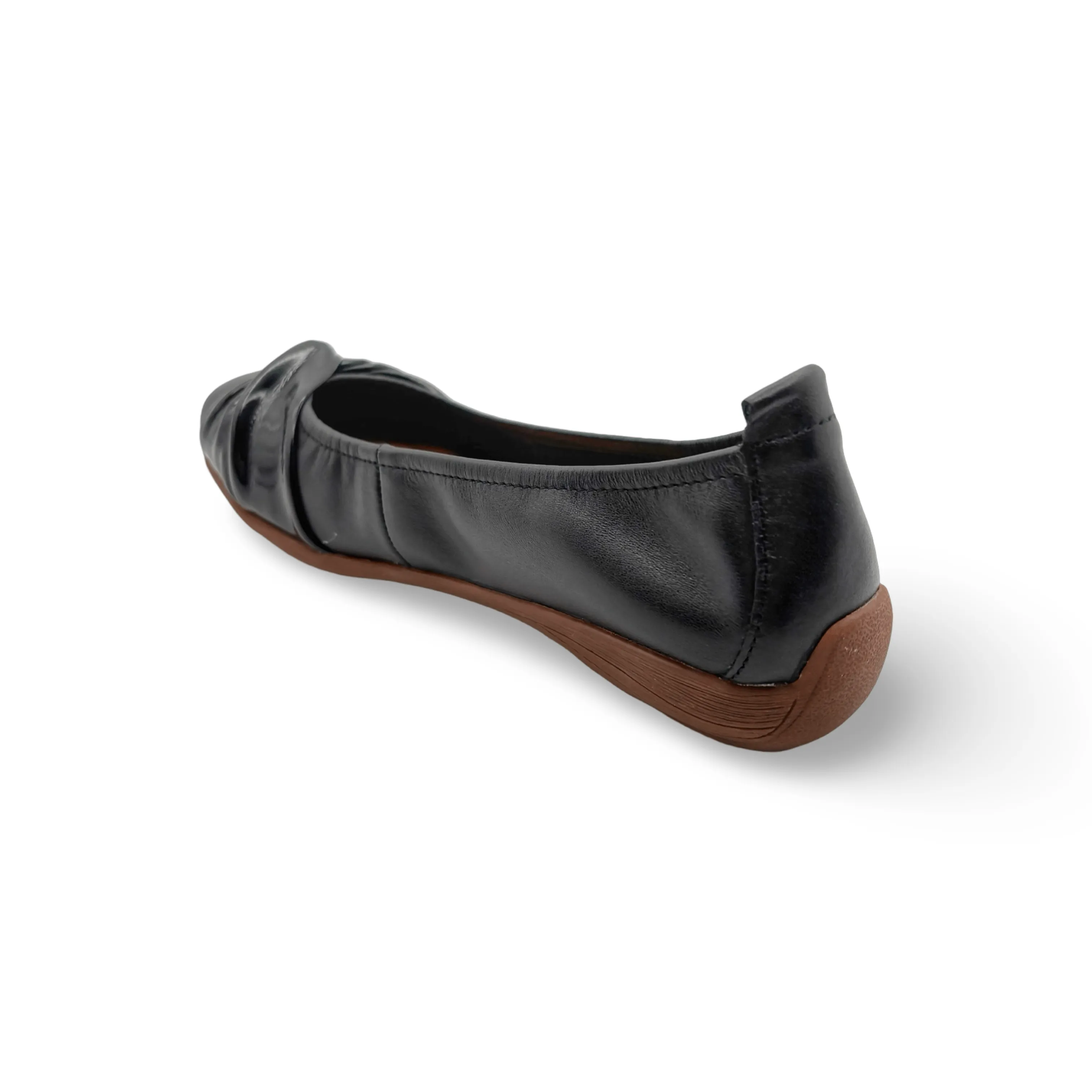 Fenja Black Leather/Patent Flat