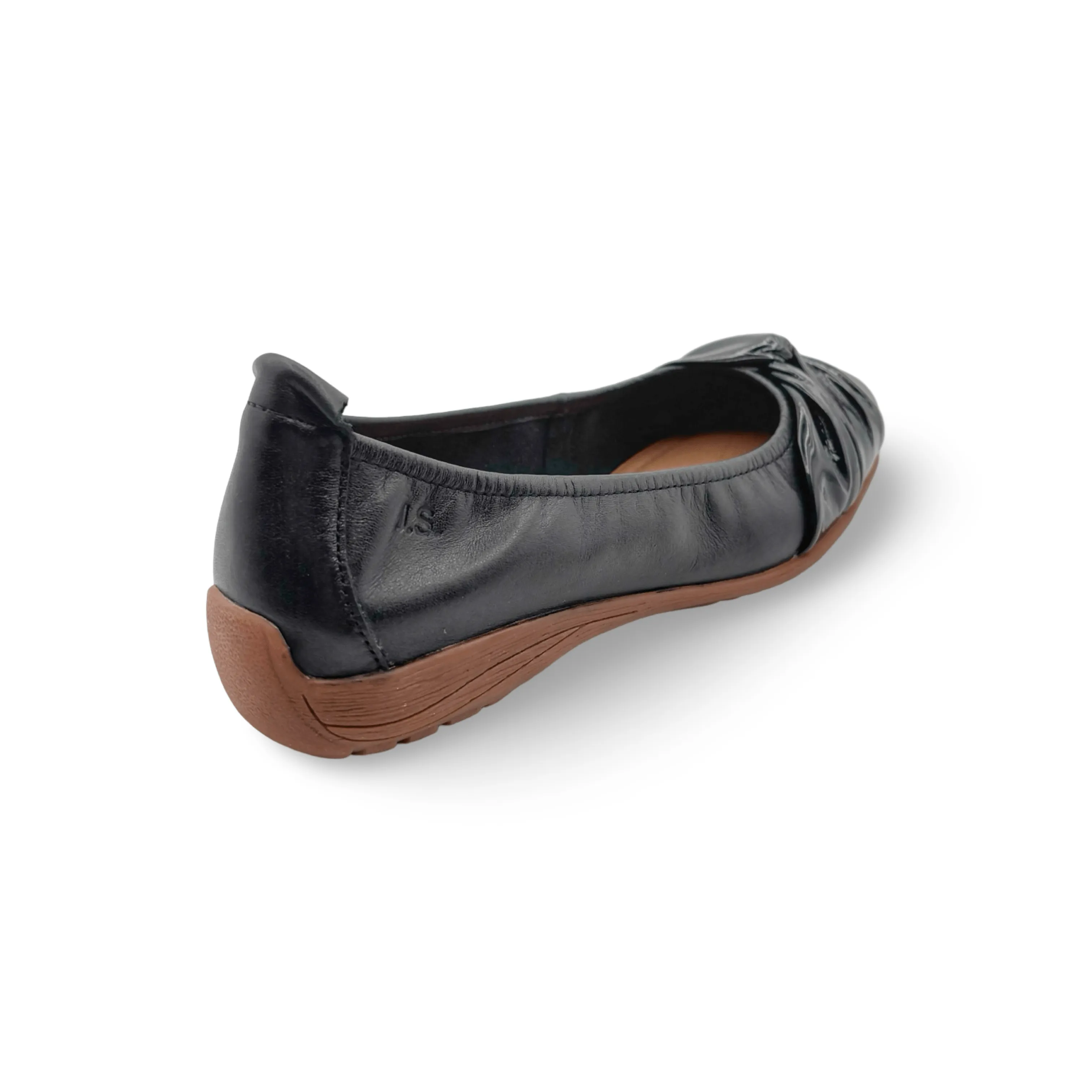 Fenja Black Leather/Patent Flat
