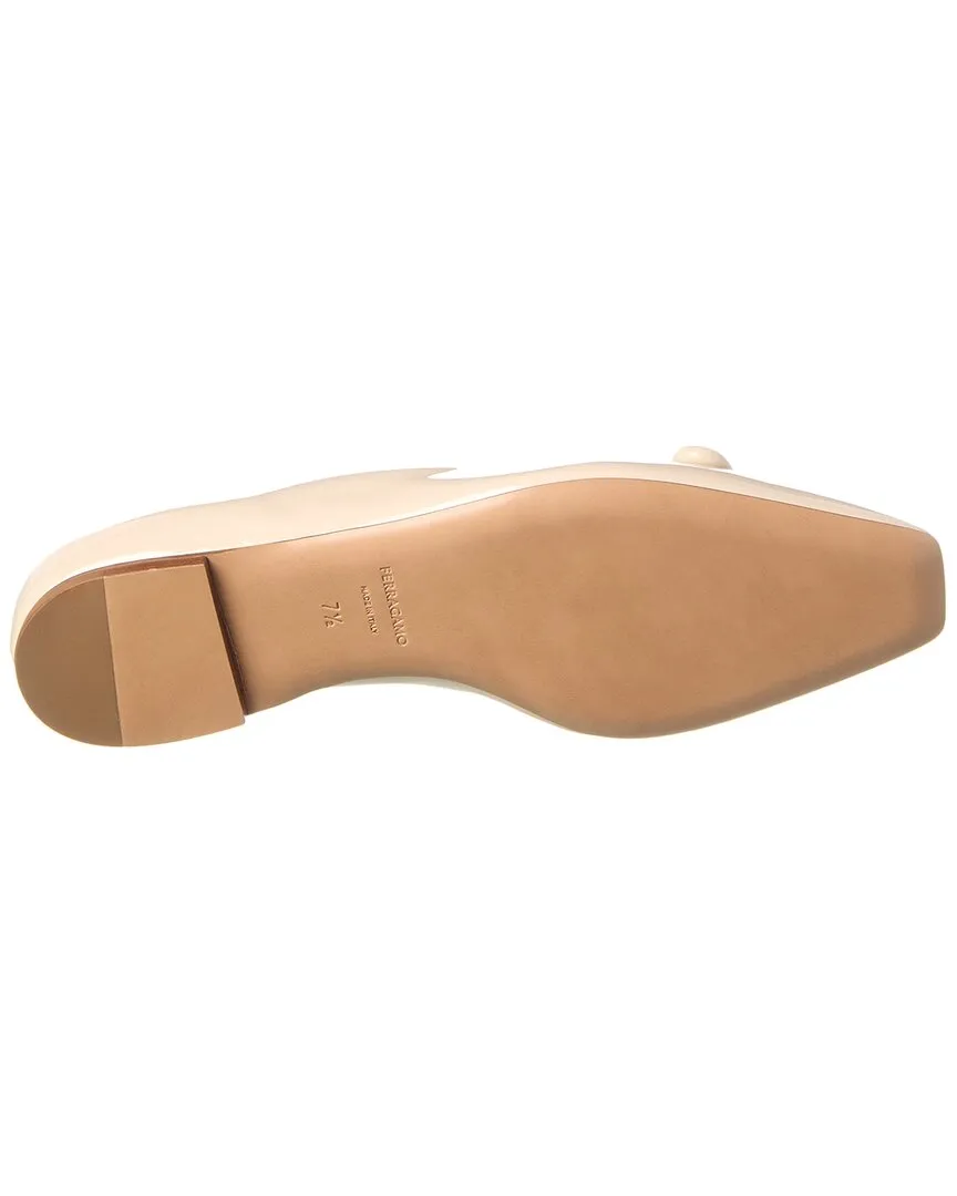 Ferragamo Knot Detail Leather Flat