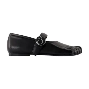 Five-Toe Leather Ballerinas With Strap Detail
