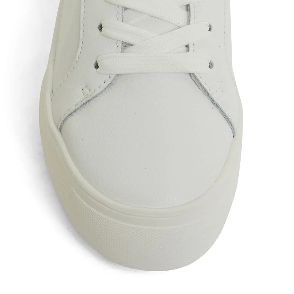 Frenzy Sneaker in White And Silver Leather