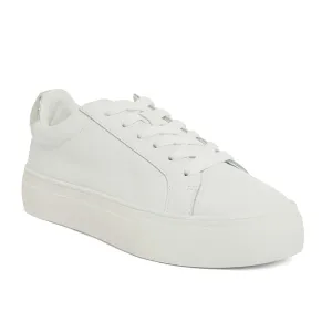 Frenzy Sneaker in White And Silver Leather