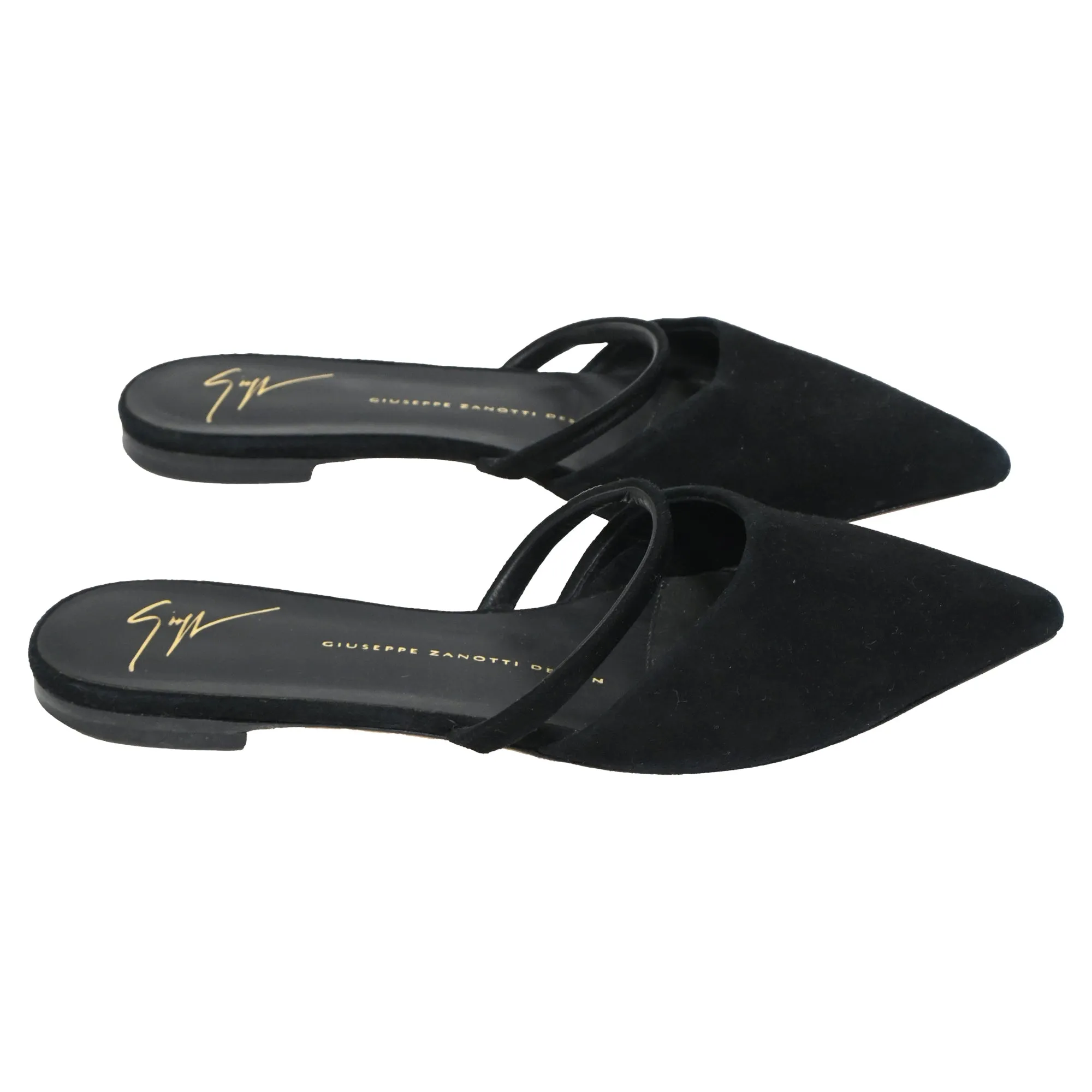Giuseppe Zanotti Pointed Toe Flats in Black Suede