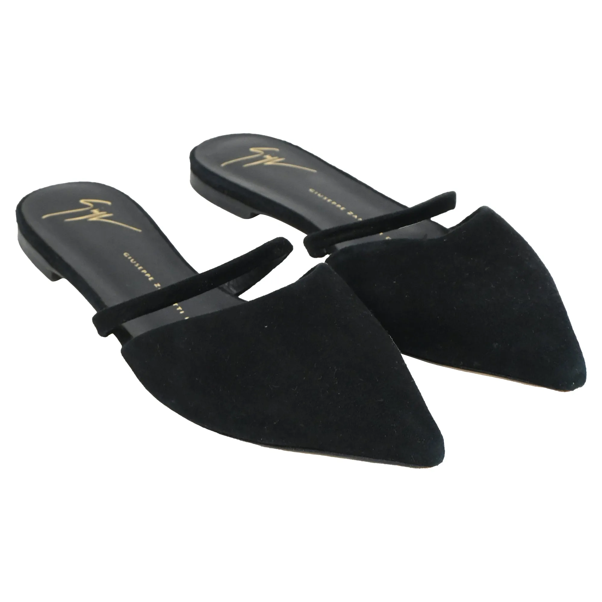 Giuseppe Zanotti Pointed Toe Flats in Black Suede