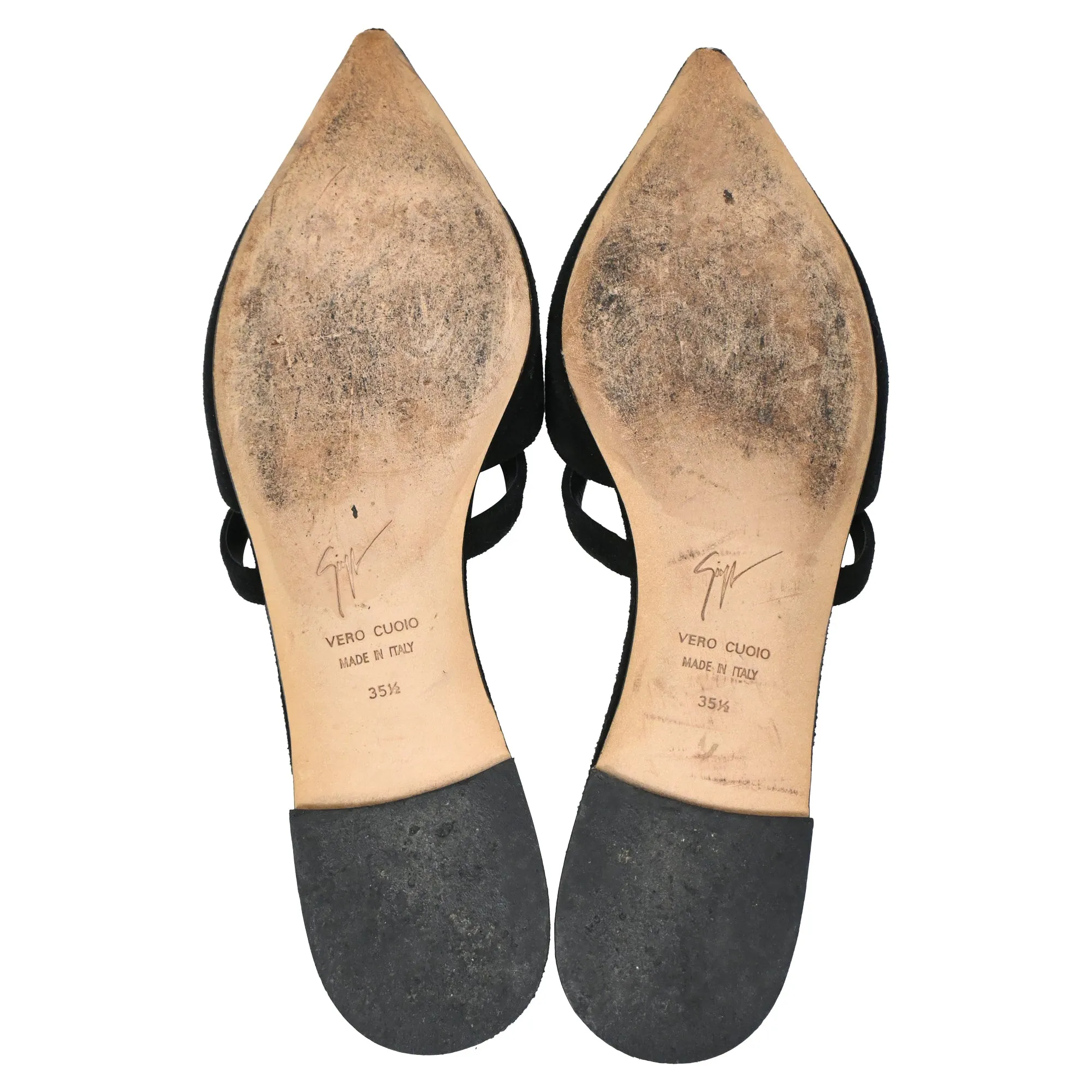 Giuseppe Zanotti Pointed Toe Flats in Black Suede