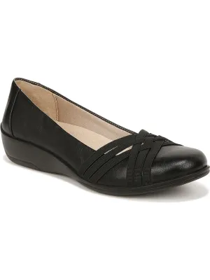 Incredible 2 Womens Faux Leather Comfort Insole Wedge Heels