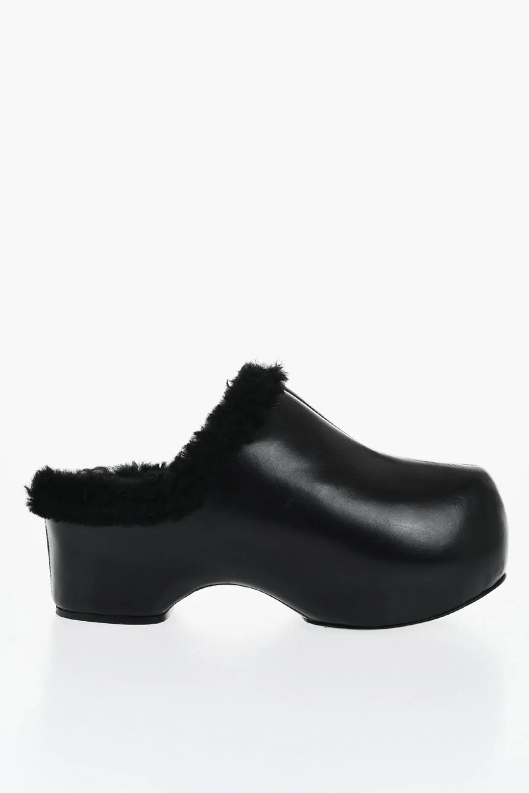 Jil Sander Leather Clogs With Shearling Lining