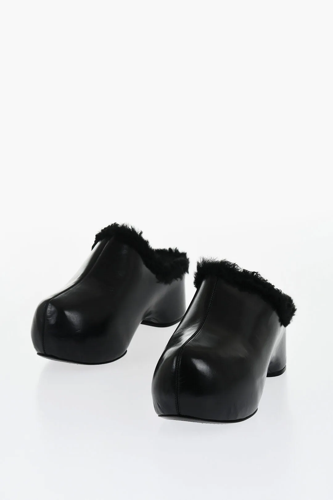 Jil Sander Leather Clogs With Shearling Lining
